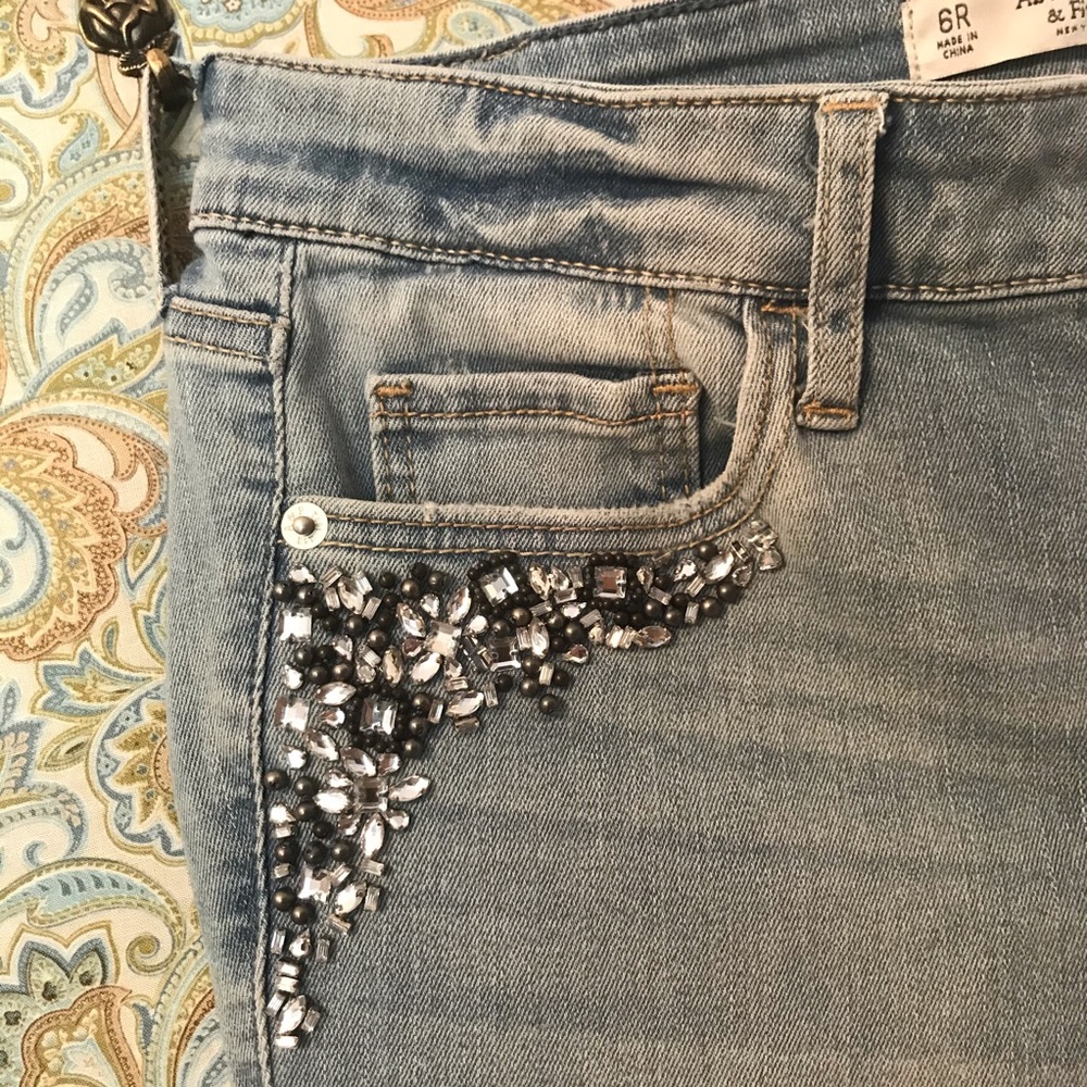 Abercrombie Light Wash Embellished Ripped Jeans - Picture 3 of 6